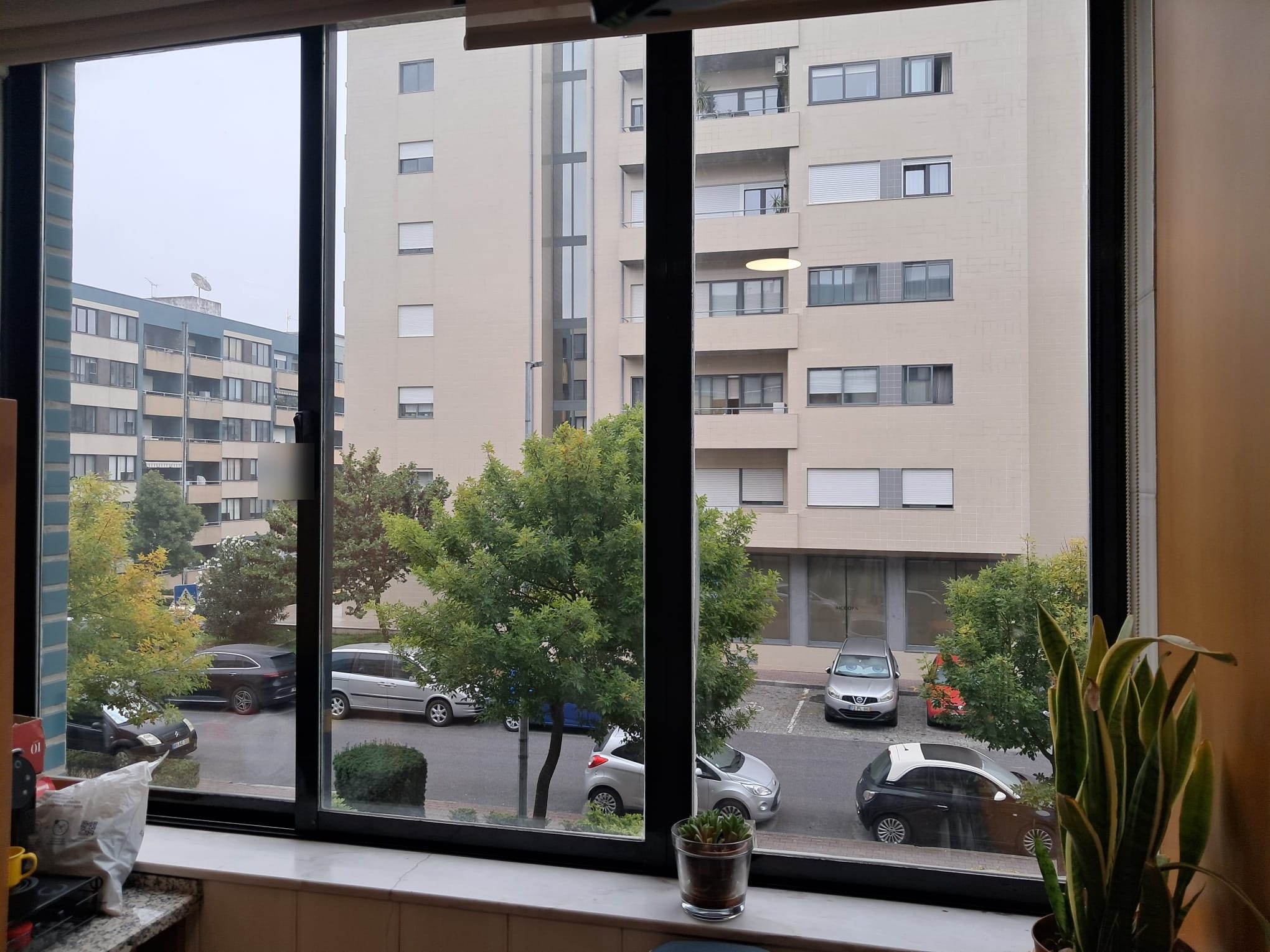 Janelas em alumínio preto vista interior — apartamento Braga